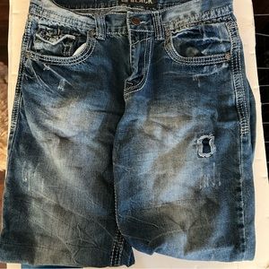 Buckle CJ Black jeans 32L x32W medium blue bootcut distressed